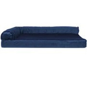 lot 3207 image: FurHaven Plush & Velvet Deluxe Chaise Lounge Orthopedic Sofa-Style Pet Bed - Deep Sapphire (Medium)