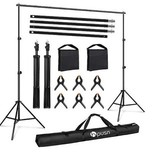lot 3227 image: HPUSN Photo Video Studio 10ft. Adjustable Backdrop Stand for Wedding Party Stage Decoration, Background Support System Kit for Photography Studio with Clamp, Sand Bag, Carry Bag