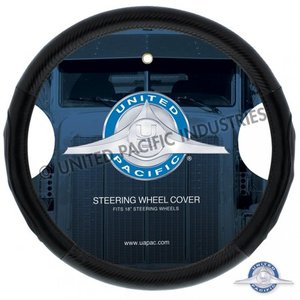 lot 3233 image: 18�� Carbon Fiber Style Steering Wheel Cover - Black