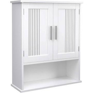lot 3234 image: VASAGLE Wall Cabinet, Hanging Bathroom Storage Organizer, Medicine Cupboard with Adjustable Shelf, 23.6 x 7.8 x 27.5 Inches, White
