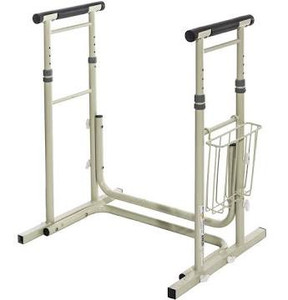 lot 3300 image: Essential Medical Supply Height Adjustable Standing Toilet Safety Rail with Foam Handles
