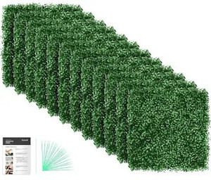 lot 3312 image: CREATIVE SPACE Grass Wall Panels Backdrop 12 PCS 20 x 20 Inch Boxwood Panels ...