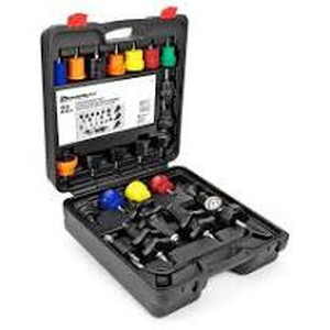 lot 3320 image: Powerbuilt 22 Piece Cooling System Pressure Tool Kit, Service and Leak Detection for Cars and Trucks, Coolant Adapters, Storage Case 940427