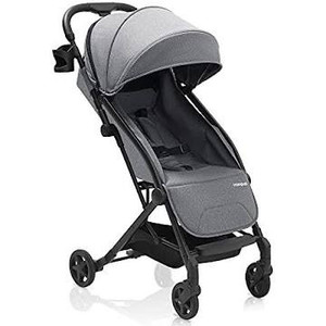 lot 3330 image: Mompush Lithe, Lightweight Stroller, Compact One-Hand Fold Luggage-Style Travel Stroller for Airplane Friendly, Reclining Seat and XL Canopy, with Rain Cover & Travel Carry Bag & Cup Holder