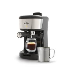 lot 2874 image: Mr. Coffee Espresso and Cappuccino Machine, Single Serve Coffee Maker with Milk Frothing Pitcher and Steam Wand, Stainless Steel (B08NFMKHSK)
