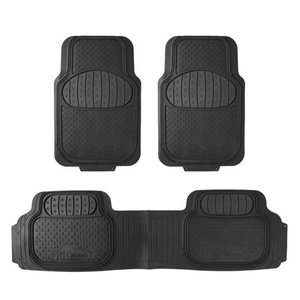 lot 3032 image: FH Group Universal Trim to Fit Heavy Duty Rubber Touchdown Floor Mats, 3 Piece Set, Black