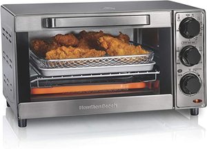 lot 2899 image: Hamilton Beach Sure-Crisp Air Fryer Countertop Toaster Oven, Fits 9 Pizza, 4 Slice Capacity, Powerful Circulation, Auto Shutoff, Stainless Steel (31403)