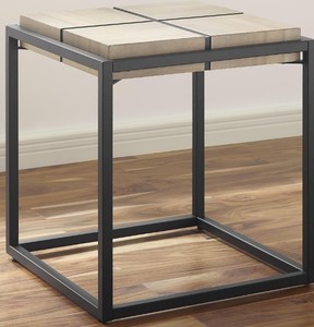 lot 2974 image: Steve Silver Small Square Wood And Metal End Table