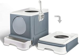 lot 3031 image: IHomeLome Small Plastic Cat Litter Box (Color Differs from Stock Image)
