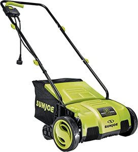 lot 3049 image: Sun Joe Electric Walk Behind Push Lawn Dethatcher - Scarifier w Collection Bag