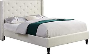 lot 2979 image: HLCO Full Sized Beige Bed Frame And Head Board - Retail $305.21