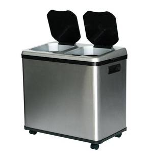 lot 1417 image: iTouchless - 16-Gal. Touchless Recycle Trash Can - Stainless Steel, 21 x 21