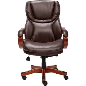 lot 2329 image: Serta - Big and Tall Bonded Leather Executive Chair - Biscuit