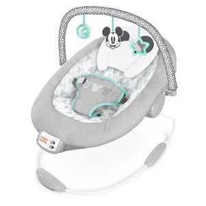 lot 2337 image: Bright Starts MICKEY MOUSE Cradling Disney Baby Bouncer in Cloudscapes Includes Toy Bar with 3 Cute Toys, Plays 7 Soothing Melodies wAuto Shut-Off, Age 0-6 Months