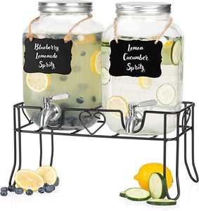 lot 2158 image: Crutello Glass Beverage Dispenser, 2 Pack, 13 W x 15 H