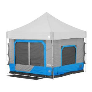 lot 1501 image: E-Z UP Camping Cube 6.4, Converts 10 Straight Leg Canopy into Camping Tent, Splash (B073ZSF1FS), Blue &amp Grey - Retail $189.99
