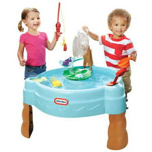 lot 2406 image: Little Tikes Fish n Splash Water Table with Tipping Fishbowl and 8 Piece Fishing Accessory Set Outdoor Toy Play Set for Toddlers Kids