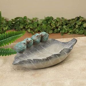 lot 1463 image: Gerson International Birds Perched On Leaf Rustic Bird Feeder, Silver, 1 x 6