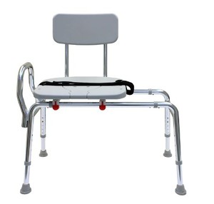 lot 1502 image: Eagle Health Pro-slide Bathtub Transfer Bench, Sliding Shower Chair 70311, Grey & Silver, 18 x 13