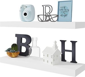 lot 2272 image: Bameos Floating Wall Shelf, Set Of 2, White