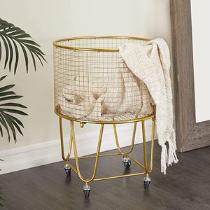 lot 2359 image: Gold Basket Container With Wheels