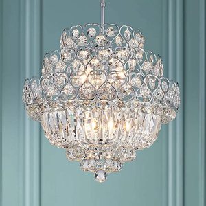 lot 2415 image: Bestier Modern Pendant Chandelier Crystal Raindrop Lighting Ceiling Light Fixture Lamp for Dining Room&nbsp