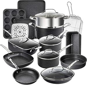 lot 2424 image: Granitestone - 20pc Complete Cookware Non Stick Complete Cookware and Bakeware Set - Gray - Retail $324.99