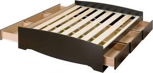 lot 1511 image: Prepac Queen Mates Platform Storage Bed W 6 Drawers, 5 x 16.5, Black