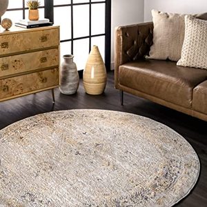 lot 1448 image: Nuloom Gold & Grey 5 Round Rug