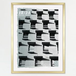 lot 1455 image: MCS 18 x 24 Poster Frame, Gold Trimmed