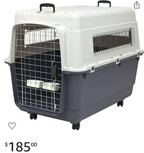 lot 77017 image: SportPet Designs Plastic Kennels Rolling Plastic Wire Door Travel Dog Crate- XX-Large