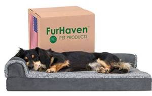 lot 77041 image: Furhaven Orthopedic, Cooling Gel, and Memory Foam Pet Beds for Small, Medium, and Large Dogs and Cats - Two-Tone L Chaise, Southwest Kilim Sofa, Faux Fur Velvet Sofa Dog Bed, and More