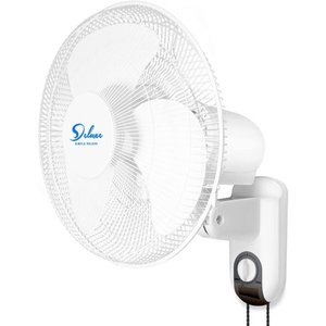 lot 77054 image: Simple Deluxe 16 Adjustable Tilt Household Wall Mount Fan with Remote Control Oscillating Quiet for Home Shop and Office 3 Speed Settings ETL Certified White 2-Pack