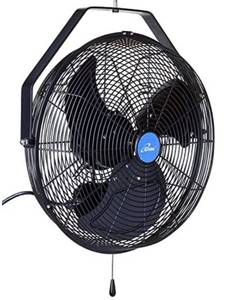 lot 77057 image: iLIVING Wall Mounted Variable Speed IndoorOutdoor Weatherproof Fan, Industrial grade for Patio, Greenhouse, Garage, Workshop, and Loading Dock, Black (Outdoor 18)