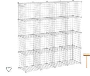 lot 77065 image: C&AHOME Wire Cube Storage, 16-Cube Organizer Metal Grids Storage, Storage Bins Shelving, Modular Bookshelf Shelves, DIY Closet Cabinet Ideal for Bedroom, Office 48.4��L x 12.4��W x 48.4��H White
