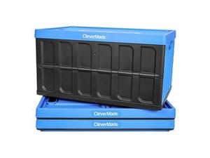 lot 77072 image: CleverMade Durable Stackable 62L Collapsible Storage Bins, Neptune Blue (3-Pack)