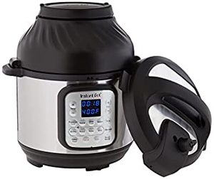 lot 77085 image: Instant Pot Duo Crisp 9-in-1 Electric Pressure Cooker and Air Fryer Combo with Stainless Steel Pot, Pressure Cook, Slow Cook, Air Fry, Roast, Steam, Saut�, Bake, Broil and Keep Warm (B096G7XXN2)