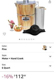 lot 77096 image: Elite Gourmet EIM916 Old Fashioned 6 Quart Vintage Wood Bucket Electric Ice cream maker&nbsp