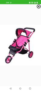 lot 6 image: Click N Play Precious Toys Jogger Hot Pink Doll Stroller