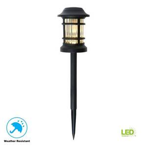 lot 21 image: Hampton Bay Low-Voltage Black Outdoor Integrated LED Landscape Path Light with Ribbed Glass Lens, pack of 4BRAND NEW IN BOX
