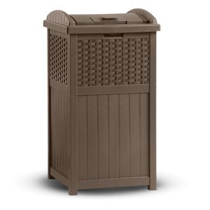 lot 27 image: Suncast GHW1732 Trashcan Hideaway Outdoor 33 Gallon Garbage Waste Bin Brown