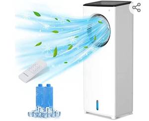 lot 30 image: Portable Air Conditioner, 3-IN-1 Evaporative Air Cooler, Personal Bladeless Tower FanAC Cooling & Humidification, 3 Wind Speeds, 3 Modes, 40°Oscillation, 4-8H Timer with Remote Control, Evaporative Coolers For Room Home Office