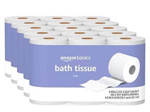 lot 36 image: Amazon Basics 2-Ply Toilet Paper 5 Packs