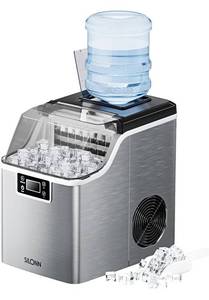 lot 37 image: Silonn Countertop Ice Cube Ice Makers, 45lbs Per Day, Auto Self-Cleaning, 24 Pcs Ice Cubes in 13 Min, 2 Ways to Add Water, Compact Ice Machine for Home Office Bar Party SLIM02