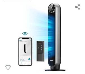 lot 41 image: Dreo Nomad One S Alexa Fan, Quiet Tower Fan with Remote, 90° Oscillating Fan with Voice Control, 4 Modes, 4 Speeds, 8H Timer, Standing Cooling Fans for Bedroom Office, Silver, 36inch (DR-HTF007S)