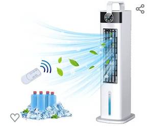 lot 45 image: Evaporative Air Cooler, Portable Air Conditioner Fan, 35 Evaporative Cooler with 3 Speeds & 52°Oscillation, 12-H Timer Remote Control Swamp Cooler wCooling Function for Home & Office