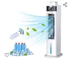 lot 46 image: Evaporative Air Cooler, Portable Air Conditioner Fan, 35 Evaporative Cooler with 3 Speeds & 52°Oscillation, 12-H Timer Remote Control Swamp Cooler wCooling Function for Home & Office