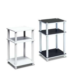 lot 65 image: Furinno Just 3-Tier Turn-N-Tube End Table White with White Tube Set of 2