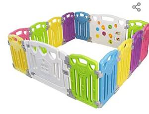 lot 66 image: Baby Playpen Kids Activity Centre Safety Play Yard Home Indoor Outdoor New Pen (Multicolour, Classic Set 14 Panel)