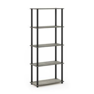 lot 81 image: Furinno Turn-N-Tube 5-Tier Multipurpose Shelf Display Rack, French Oak GreyBlack